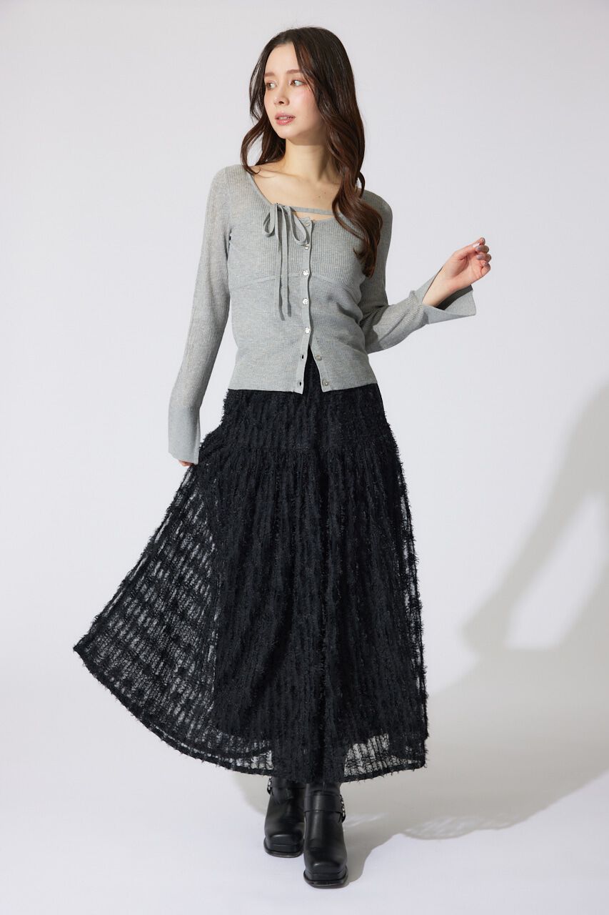 rienda「ディフォーメーションチュールフレアスカート」|スカート|