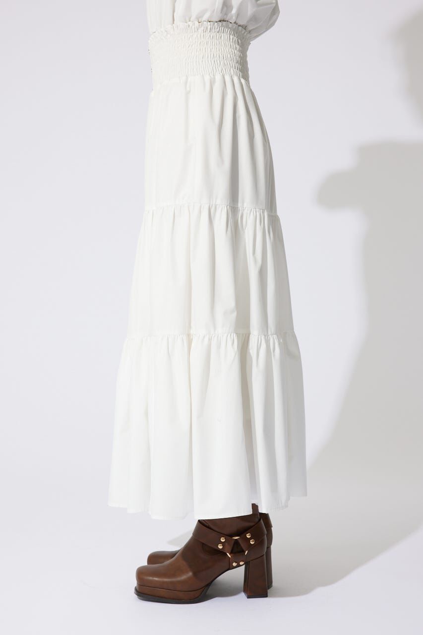 rienda「センターボタンデザインティアードフレアスカート」|スカート|