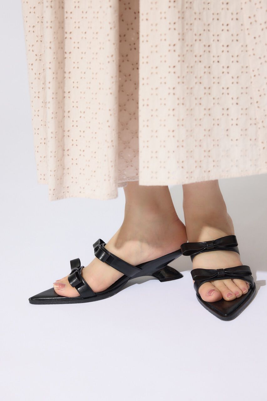 rienda「リボンフラットミュール」|サンダル|BLK