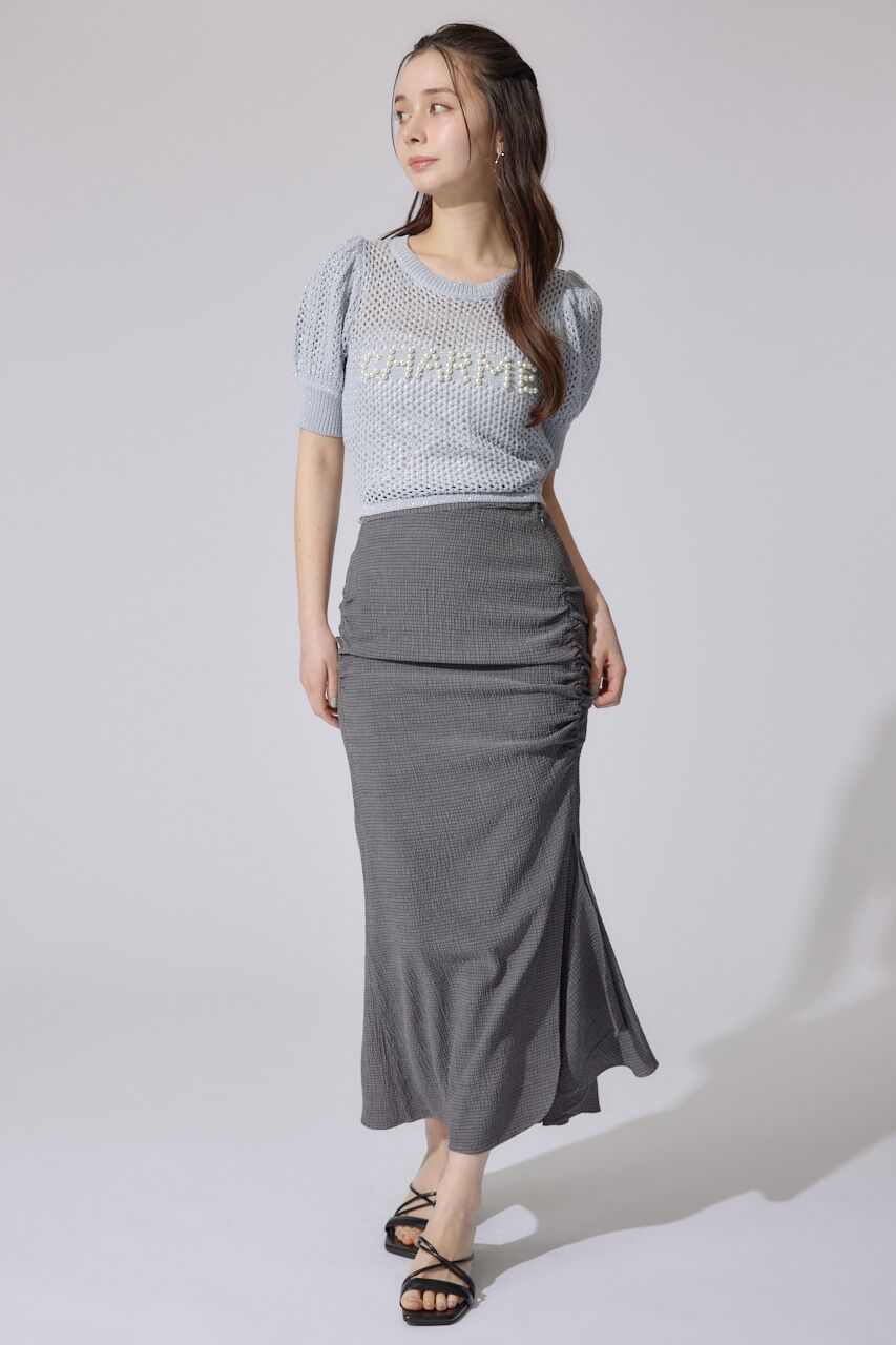 rienda「メッシュロゴショートニットトップス」|ニット・セーター|