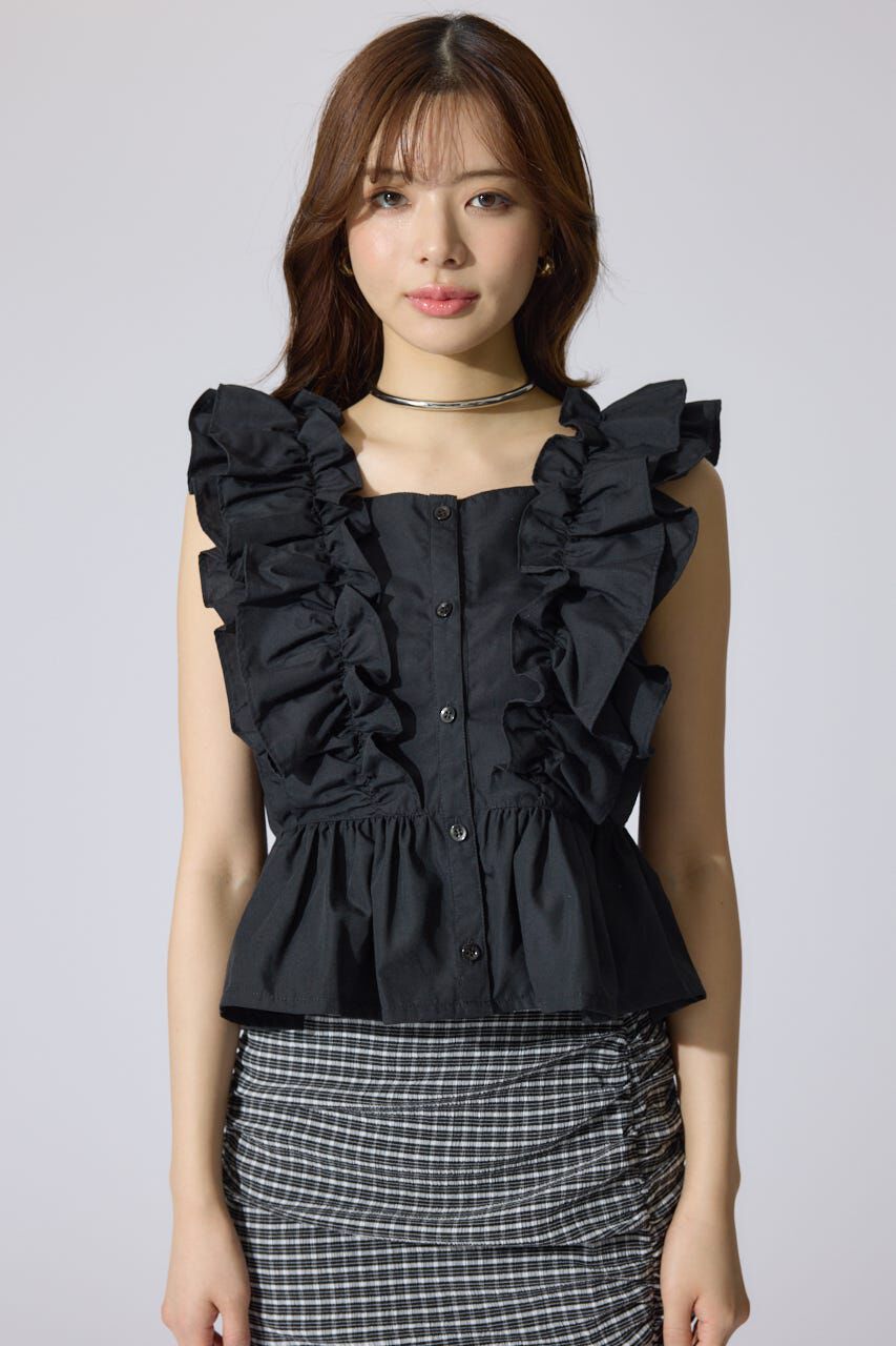 rienda「ダブルフリルブラウス」|シャツ・ブラウス|