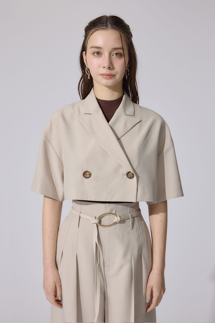 rienda「リネンライククロップドハーフスリーブジャケット」|その他|