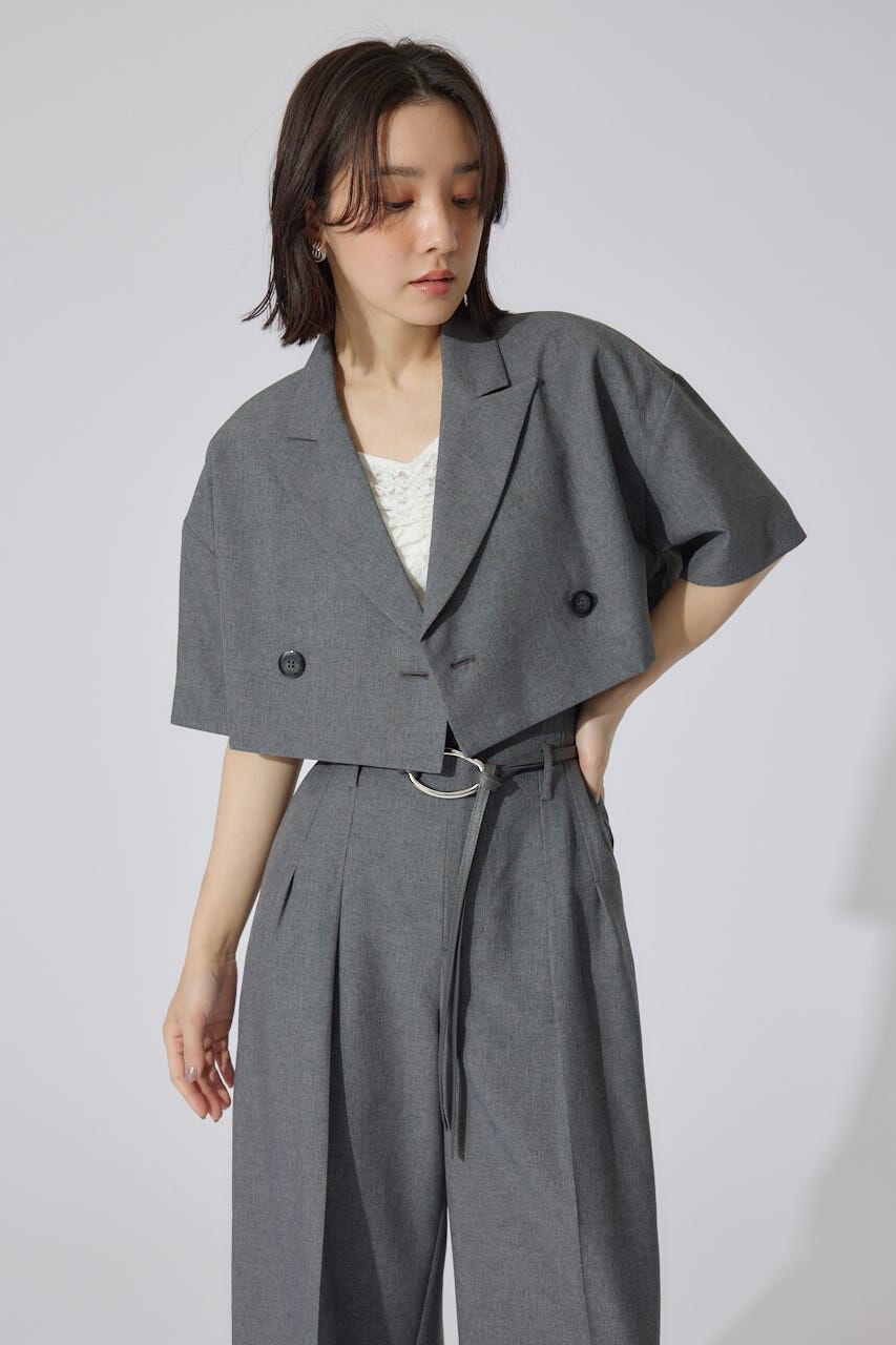 rienda「リネンライククロップドハーフスリーブジャケット」|その他|