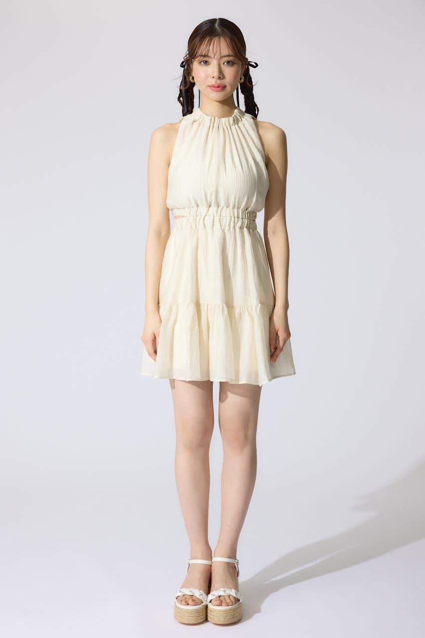 rienda「ホルターネックギャザーミニフレアワンピース」|ワンピース|
