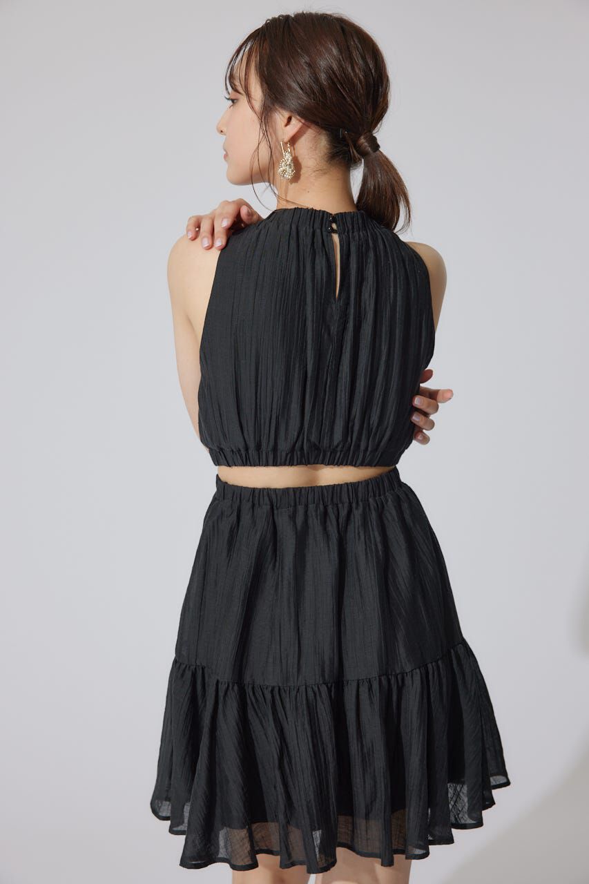 rienda「ホルターネックギャザーミニフレアワンピース」|ワンピース|