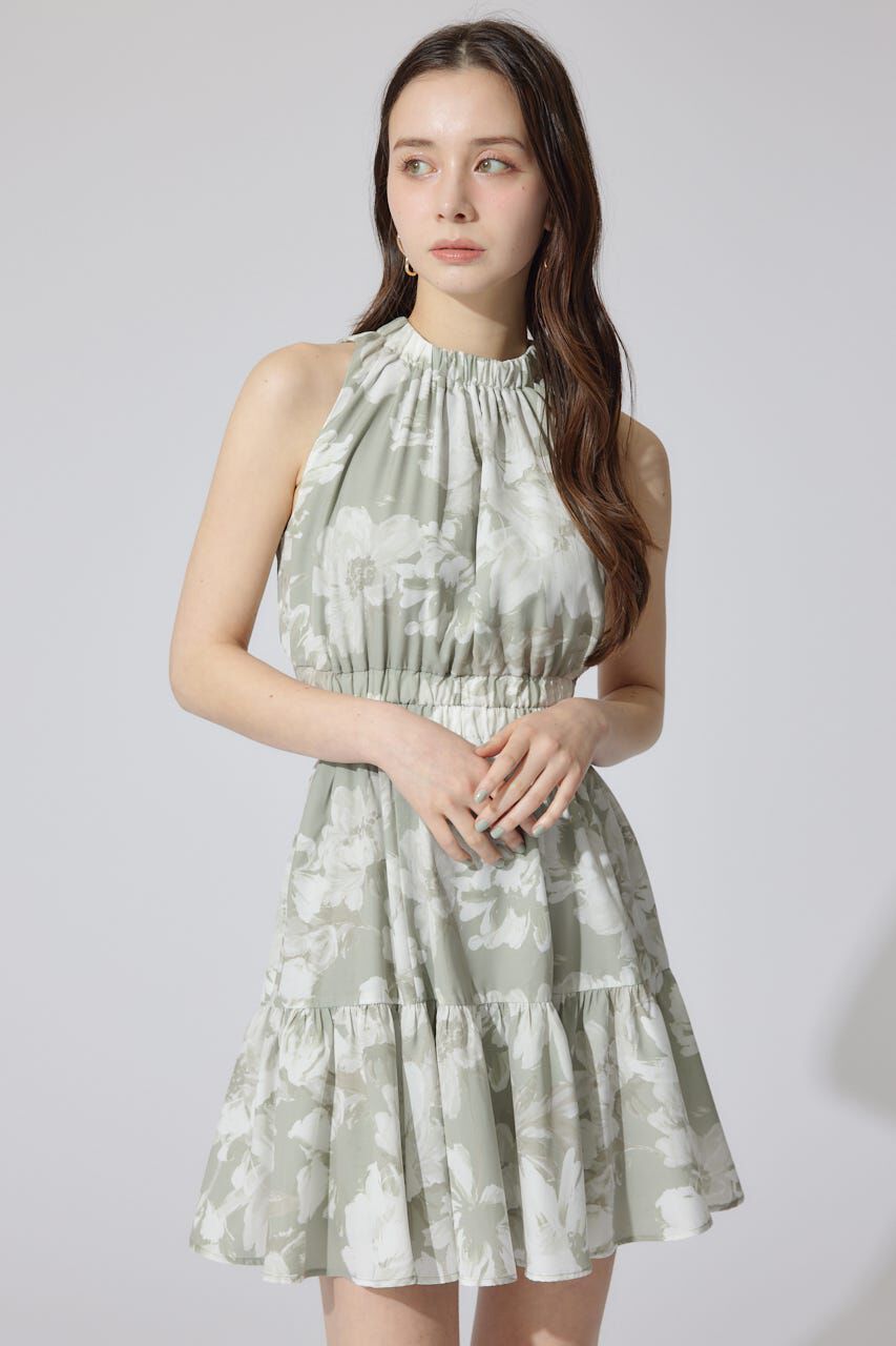 rienda「ホルターネックギャザーミニフレアワンピース」|ワンピース|