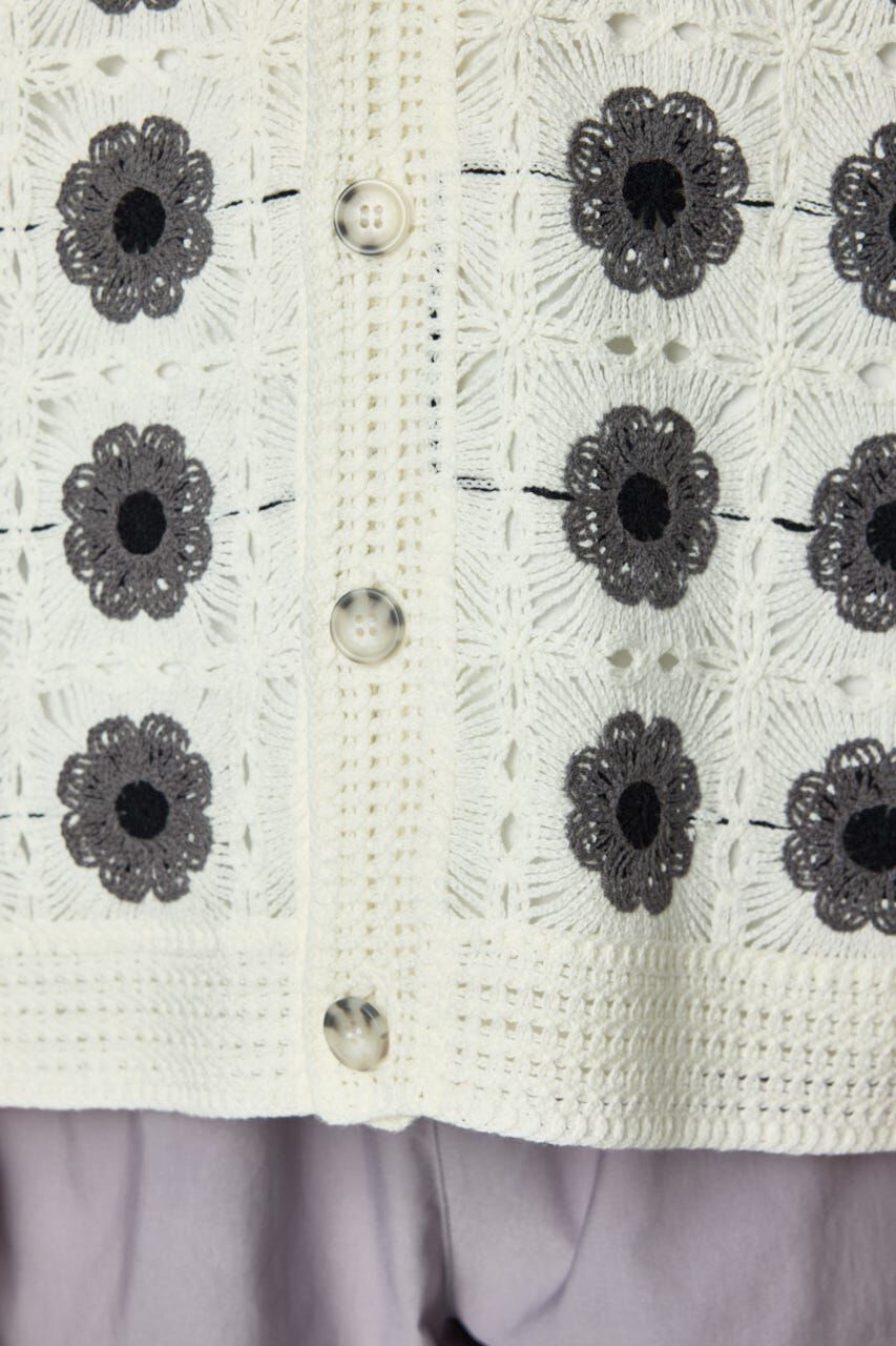 RODEO CROWNS「クロシェフラワー半袖ニットカーディガン」|カーディガン|