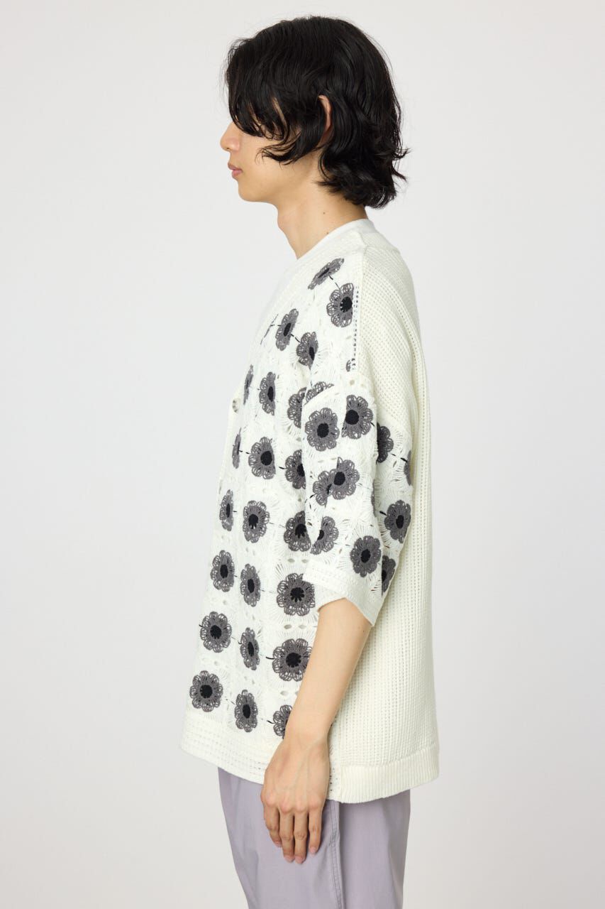 RODEO CROWNS「クロシェフラワー半袖ニットカーディガン」|カーディガン|