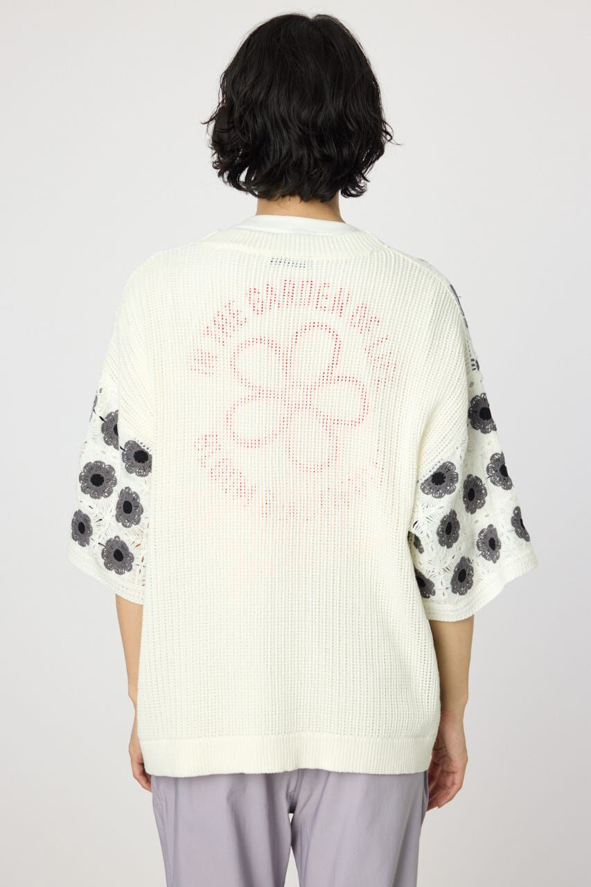 RODEO CROWNS「クロシェフラワー半袖ニットカーディガン」|カーディガン|