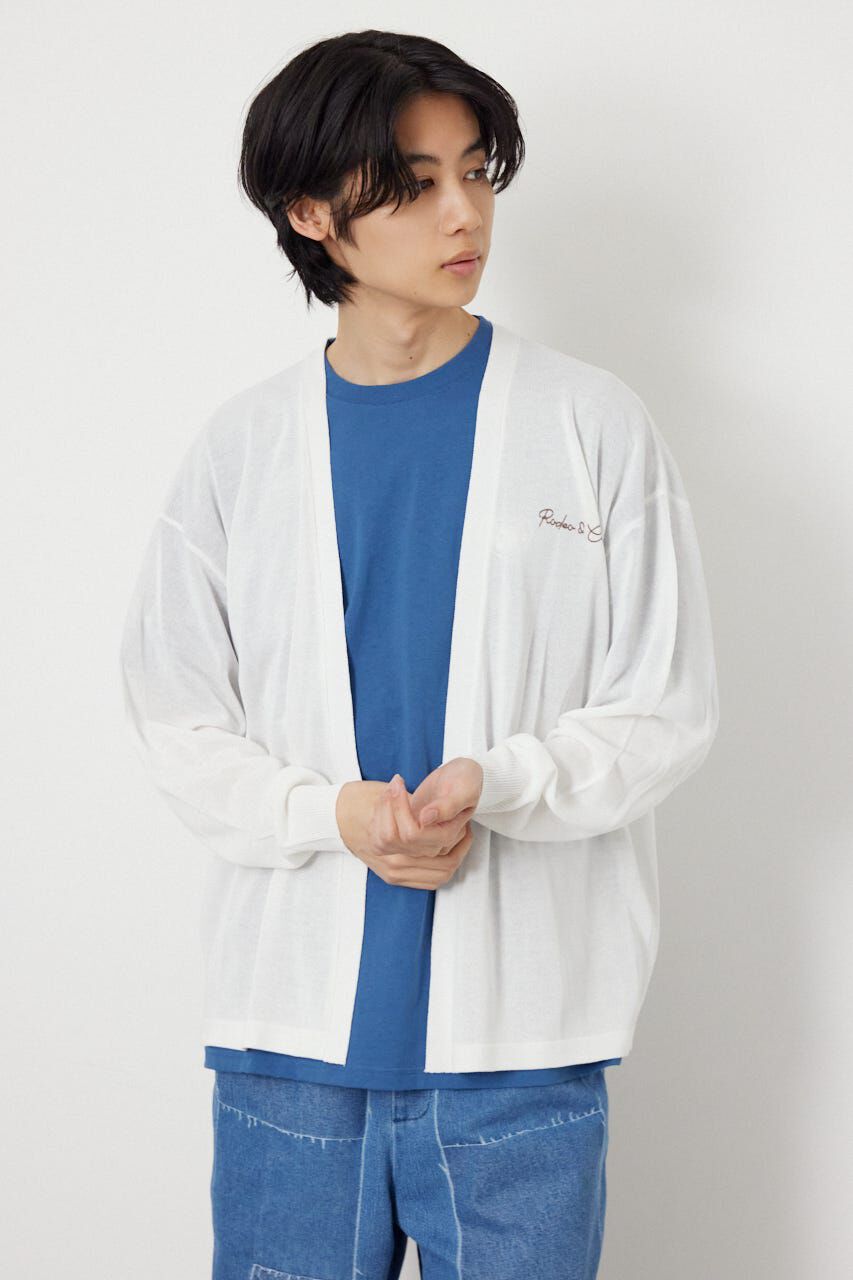 RODEO CROWNS「ロープロゴニットトッパー」|カーディガン|O/WHT1