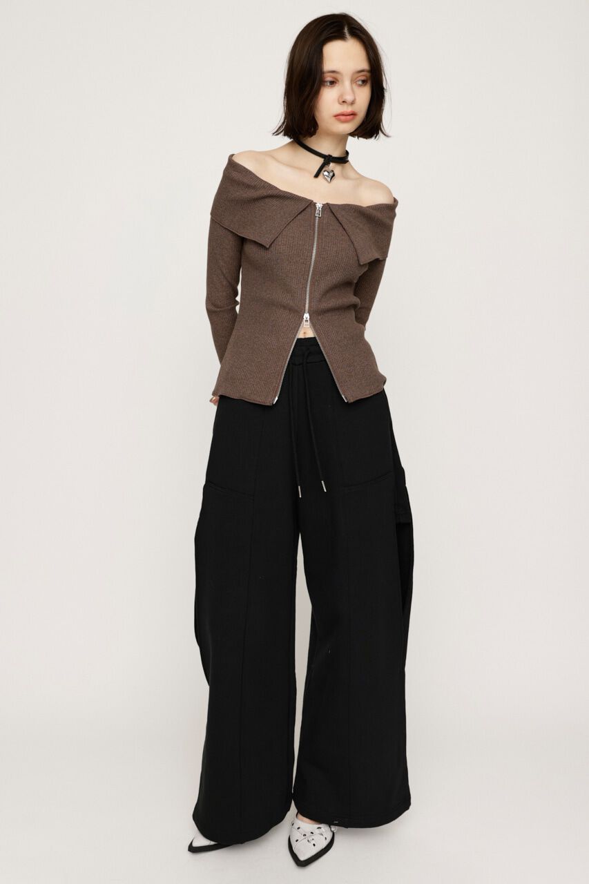 SLY「OFFSHOULDER FRONT ZIP トップス」|Tシャツ・カットソー|