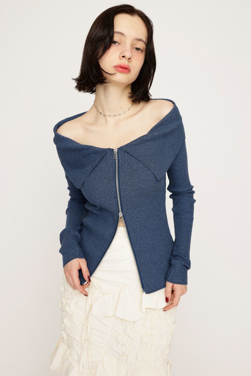 SLY「OFFSHOULDER FRONT ZIP トップス」|Tシャツ・カットソー|