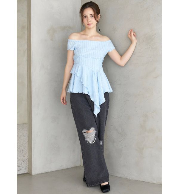 CALNAMUR「アシンメトリーヘムウェーブトップス」|Tシャツ・カットソー|