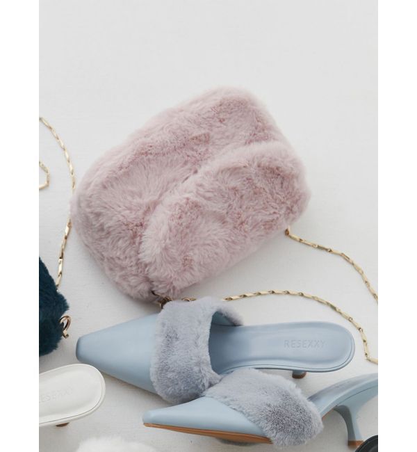 RESEXXY「コンパクトファーバッグ」|ショルダー・メッセンジャー|ピンク