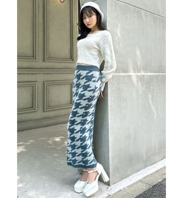 RESEXXY「ハウンドトゥースシャギーニットスカート【セットアップ着用可能】」|スカート|
