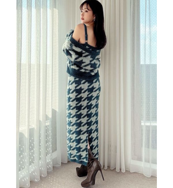 RESEXXY「ハウンドトゥースシャギーニットスカート【セットアップ着用可能】」|スカート|