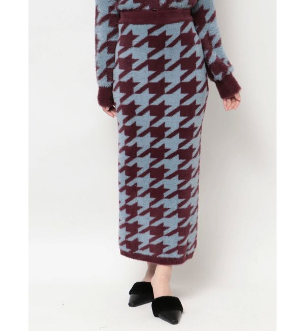 RESEXXY「ハウンドトゥースシャギーニットスカート【セットアップ着用可能】」|スカート|