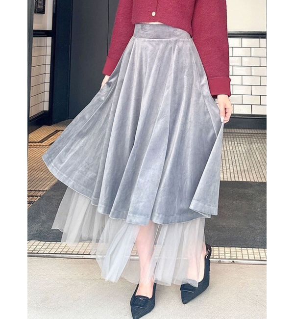 RESEXXY「ベロアチュールロングスカート」|スカート|チャコールグレー