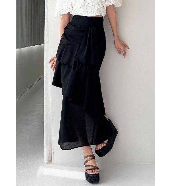 RESEXXY「レイヤードラッフルタイトスカート」|スカート|ブラック