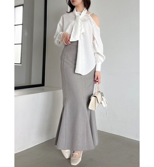 dazzlin「ハイウエストアソートナロースカート」|スカート|ブルー