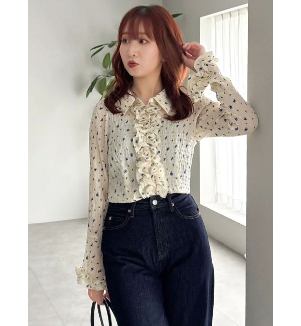 dazzlin「シュリンクフラワーショートシャツ」|シャツ・ブラウス|