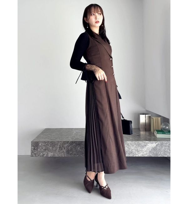 dazzlin「【新色あり】サイドプリーツテーラーワンピース」|ワンピース|