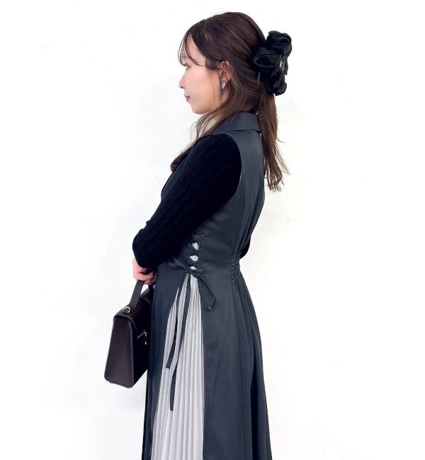 dazzlin「【新色あり】サイドプリーツテーラーワンピース」|ワンピース|