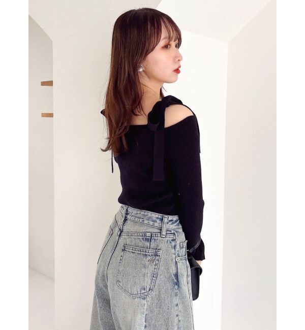 dazzlin「【WEB限定】ショルダーリボンニットトップス」|ニット・セーター|