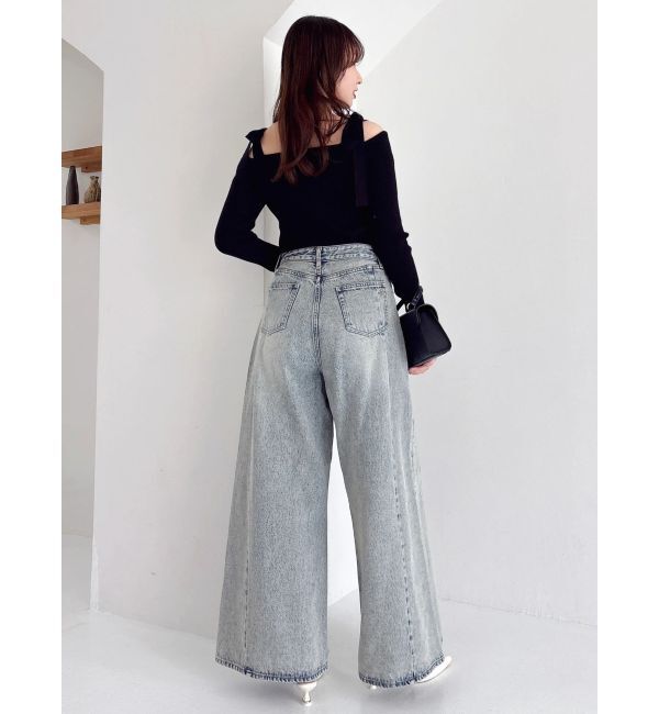 dazzlin「【WEB限定】ショルダーリボンニットトップス」|ニット・セーター|