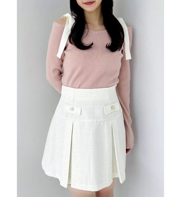 dazzlin「【WEB限定】ショルダーリボンニットトップス」|ニット・セーター|