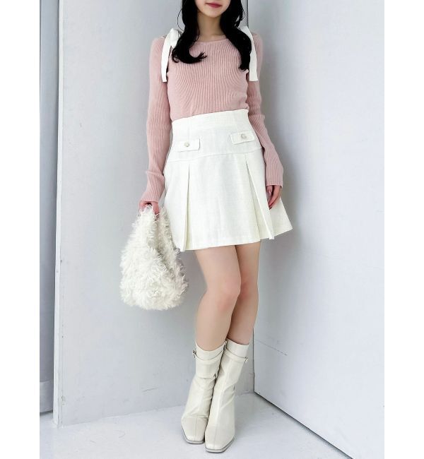 dazzlin「【WEB限定】ショルダーリボンニットトップス」|ニット・セーター|