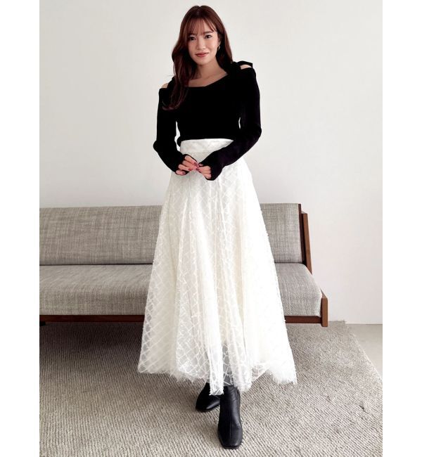 dazzlin「【WEB限定】ショルダーリボンニットトップス」|ニット・セーター|