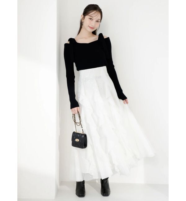 dazzlin「【WEB限定】ショルダーリボンニットトップス」|ニット・セーター|