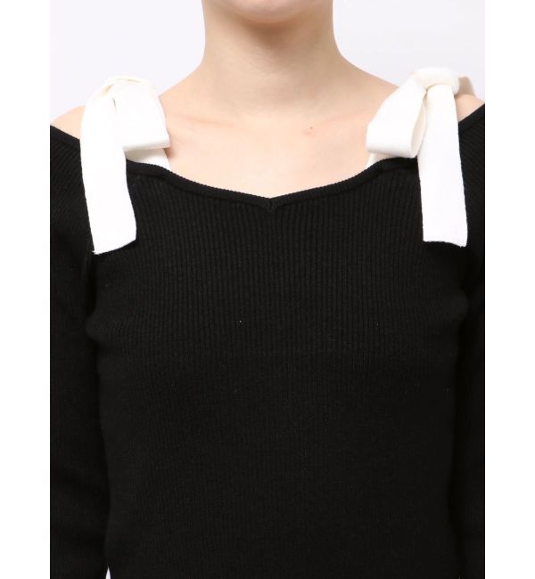 dazzlin「【WEB限定】ショルダーリボンニットトップス」|ニット・セーター|