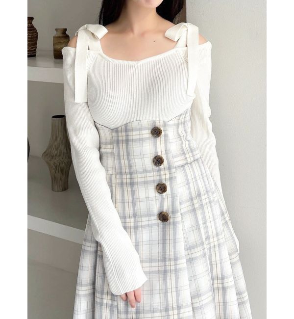 dazzlin「【WEB限定】ショルダーリボンニットトップス」|ニット・セーター|