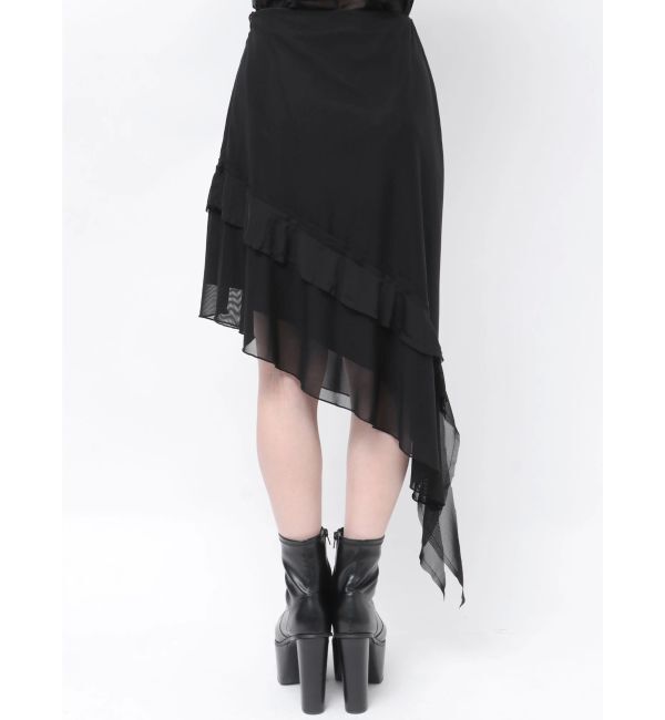 EMODA「ラッフルアシンメトリーミディスカート」|スカート|