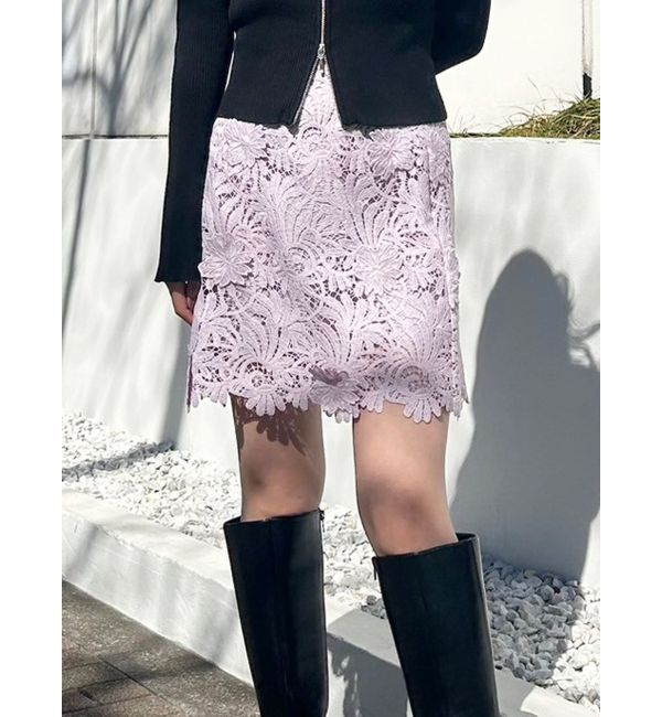 MERCURYDUO「3Dスカラップレースミニスカート」|スカート|ラベンダー