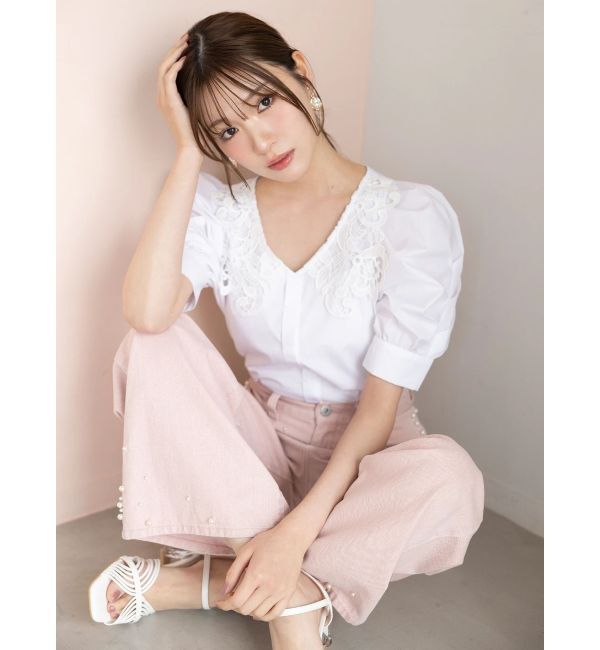 MERCURYDUO「パールデニムパンツ」|デニム|