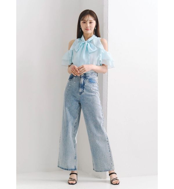 MERCURYDUO「パールデニムパンツ」|デニム|