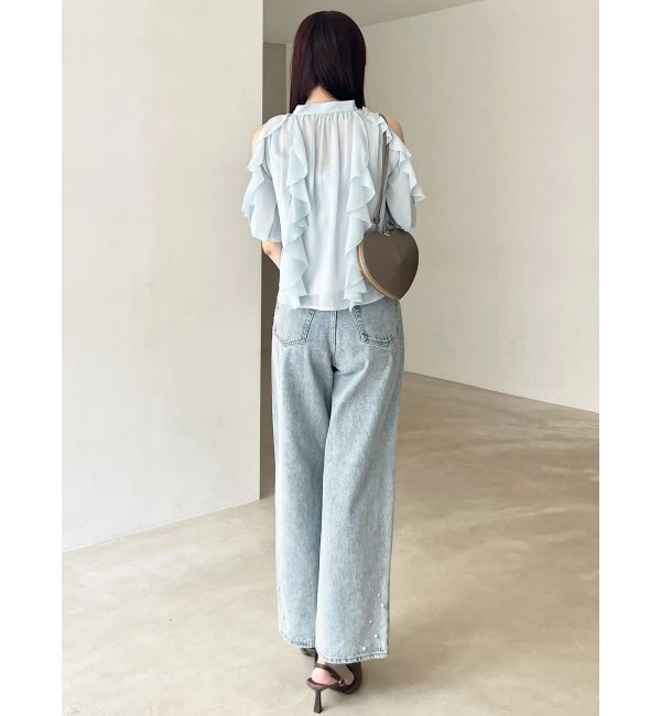 MERCURYDUO「パールデニムパンツ」|デニム|