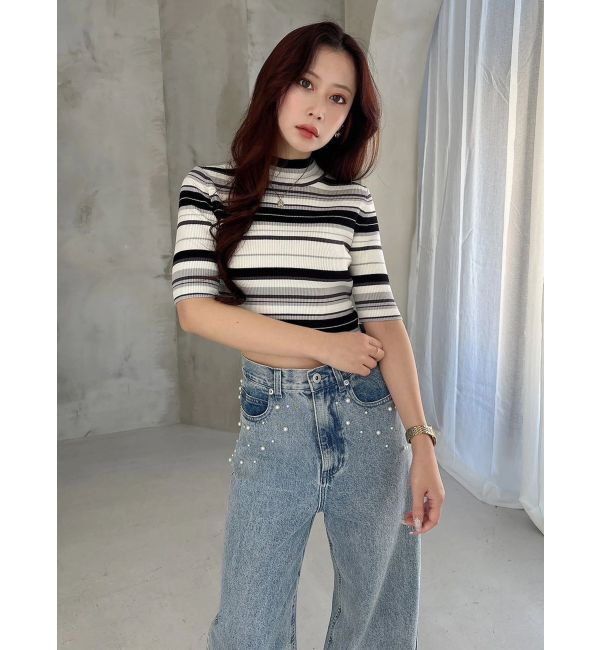 MERCURYDUO「パールデニムパンツ」|デニム|