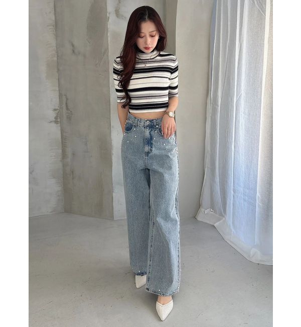 MERCURYDUO「パールデニムパンツ」|デニム|