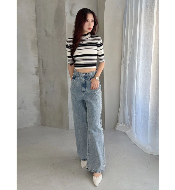 MERCURYDUO「パールデニムパンツ」|デニム|