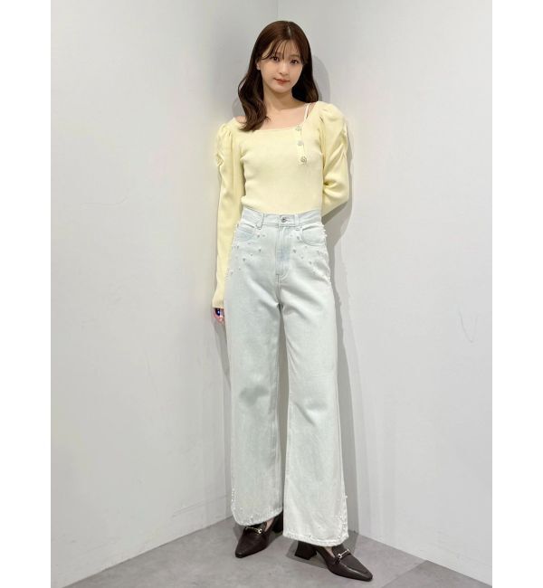 MERCURYDUO「パールデニムパンツ」|デニム|