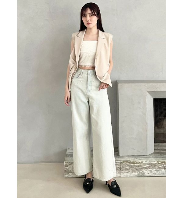 MERCURYDUO「パールデニムパンツ」|デニム|