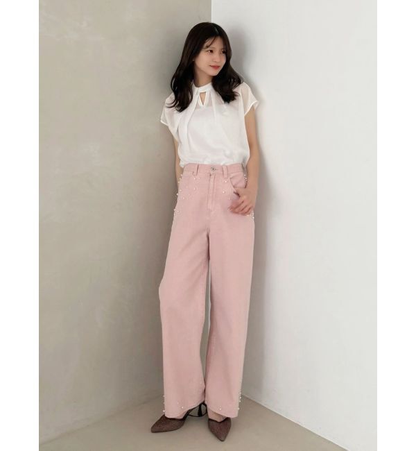 MERCURYDUO「パールデニムパンツ」|デニム|