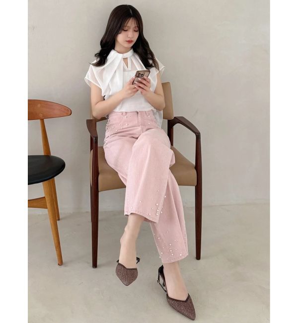 MERCURYDUO「パールデニムパンツ」|デニム|