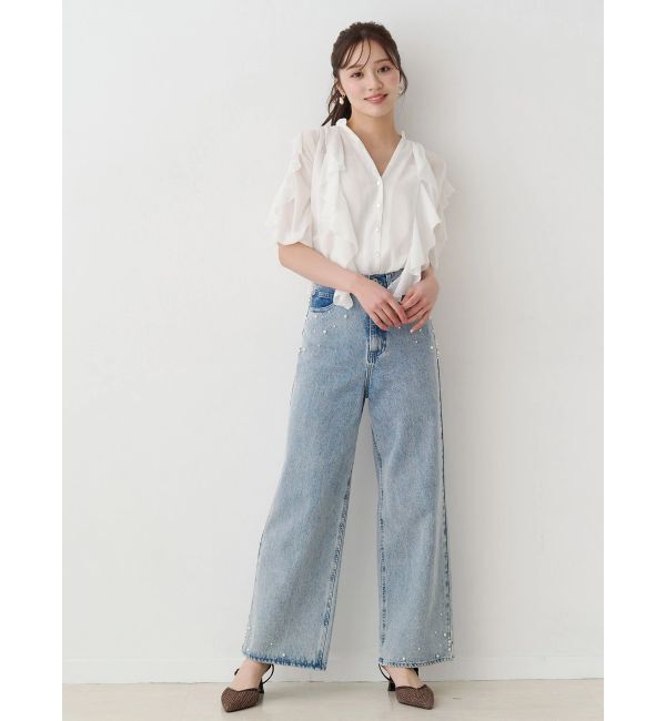 MERCURYDUO「パールデニムパンツ」|デニム|