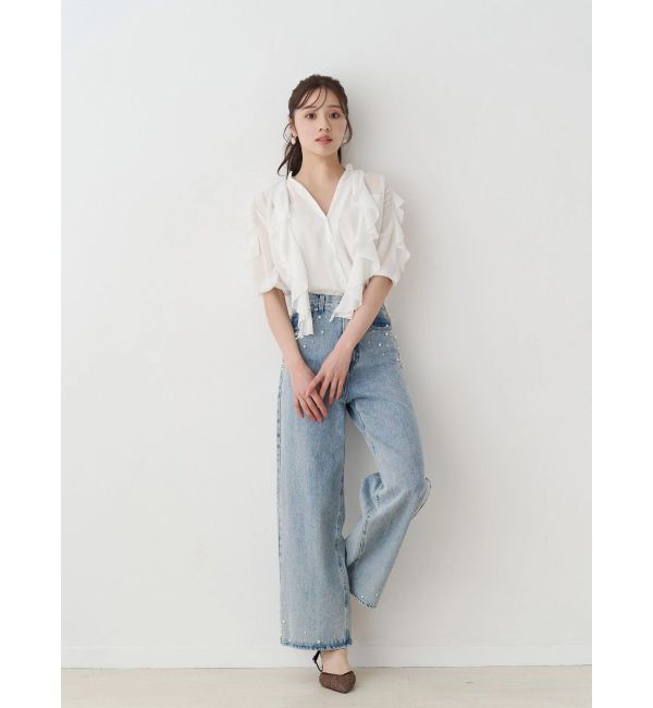 MERCURYDUO「パールデニムパンツ」|デニム|