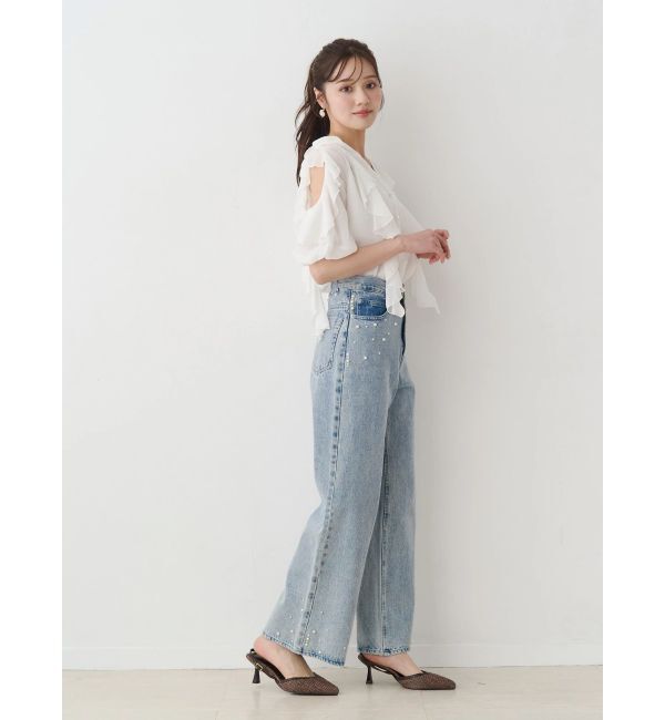MERCURYDUO「パールデニムパンツ」|デニム|